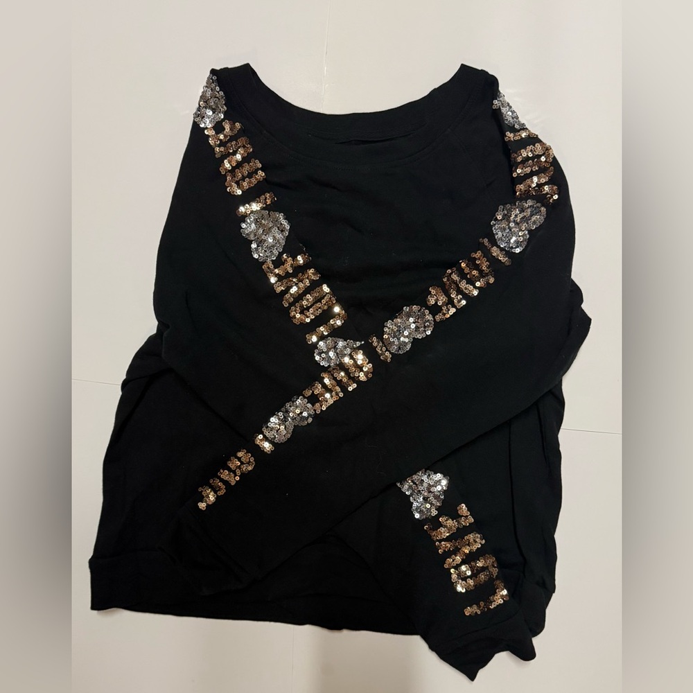 Soho (New York &Company) Black Sweatshirt with Gold and Silver Sequins